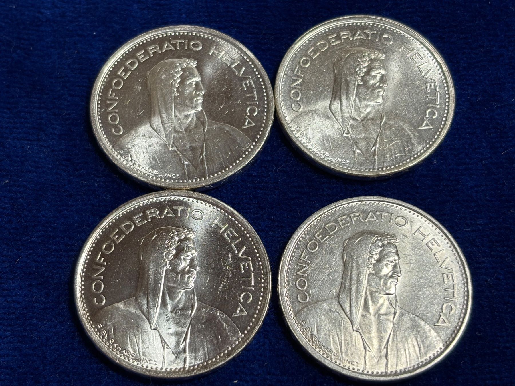 Alle Münzen: 4x Schweizer 5 Franken Munzen 1966 1967 – Gebraucht aus St. Peterzell von verena40