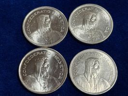 4x Schweizer 5 Franken Munzen 1966 1967