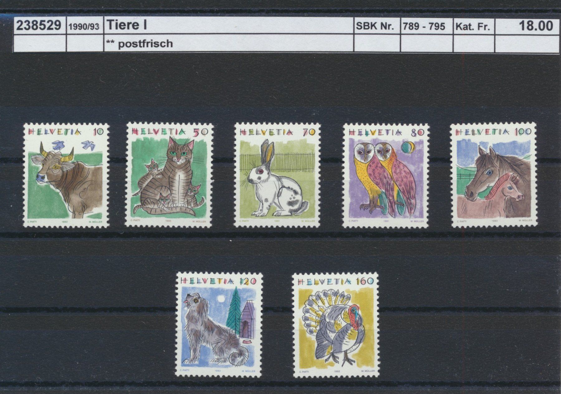 Alle Briefmarken: 1990/93 "Tiere I", ** postfrisch – Neu (gemäss Beschreibung) aus Winterthur von Zupogeru