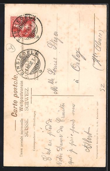 Cartoline postali: Einsiedeln, Kloster, Hl. Meinrad-Statue, – Usato da Berlin venduto da bartko-reher 1