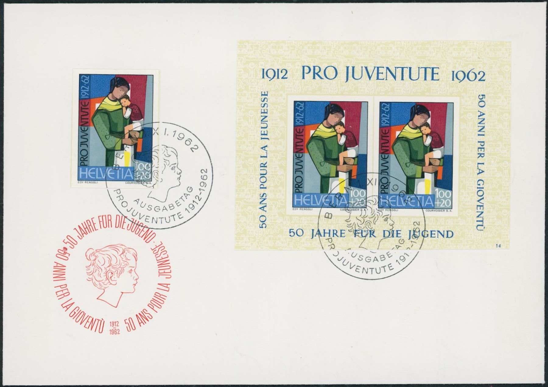 Tutti i francobolli: 1962 - Pro Juventute - Block - Combo FDC – Usato da Schindellegi venduto da leecollect