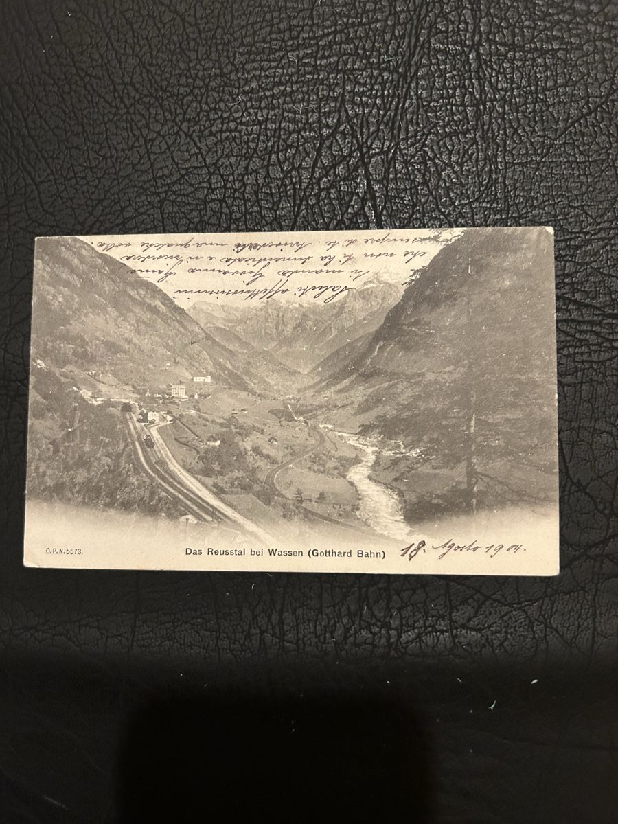 Cartoline postali: Das Reusstal bei Wassen Gotthard Bahn 1904 – Usato da Breganzona venduto da Milesbo