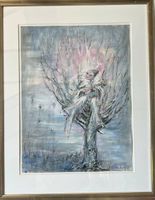 Originalgemälde „Harlekin auf dem Baum“ – 1993, J. Stocker.