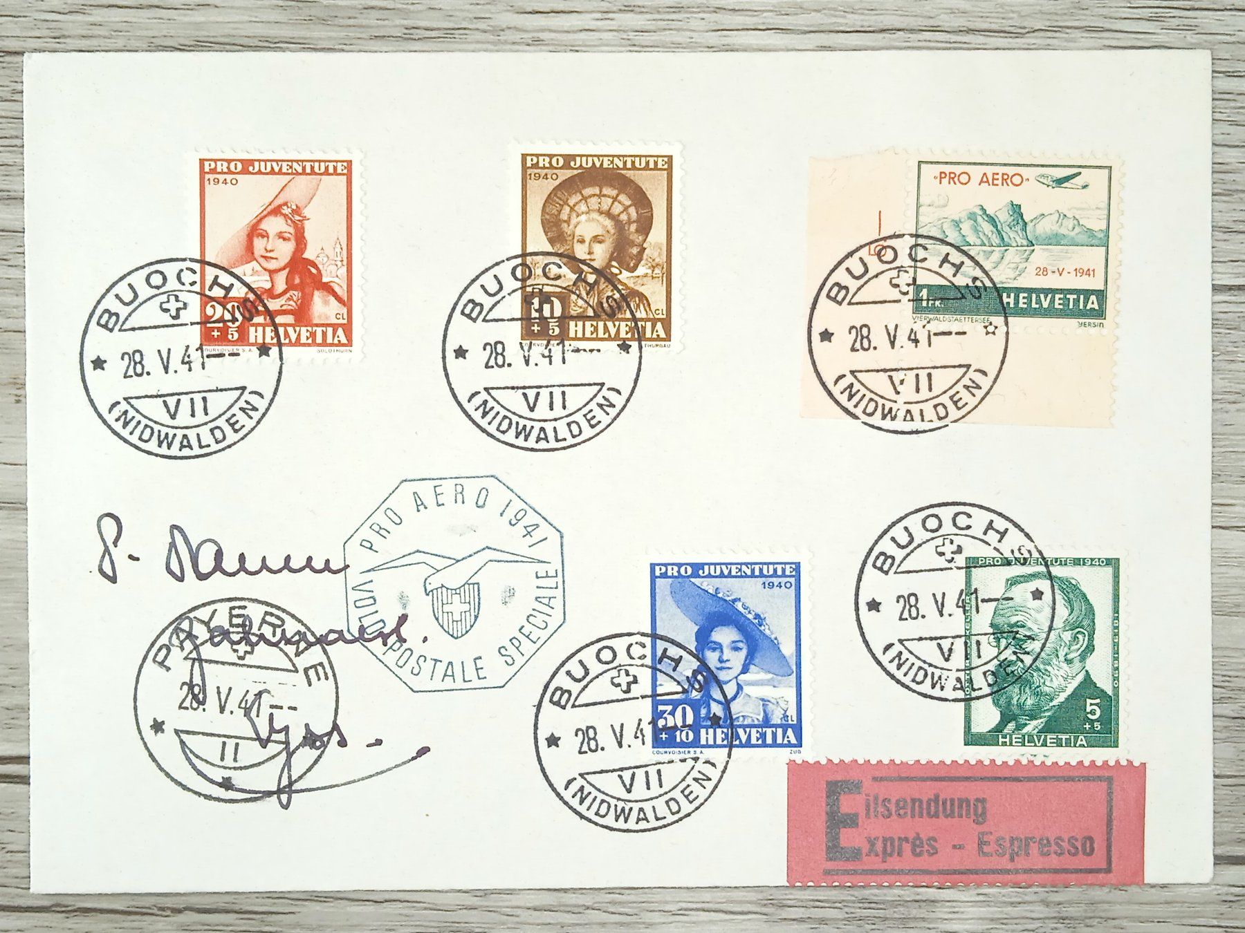 Tutti i francobolli: TR13 Enveloppe + Timbre Suisse 1941 – Usato da Cousset venduto da Patrick_Collections