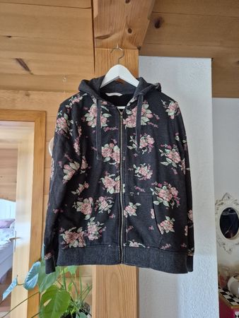Sweatjacke Blumen dunkelgrau Gr.M/L
