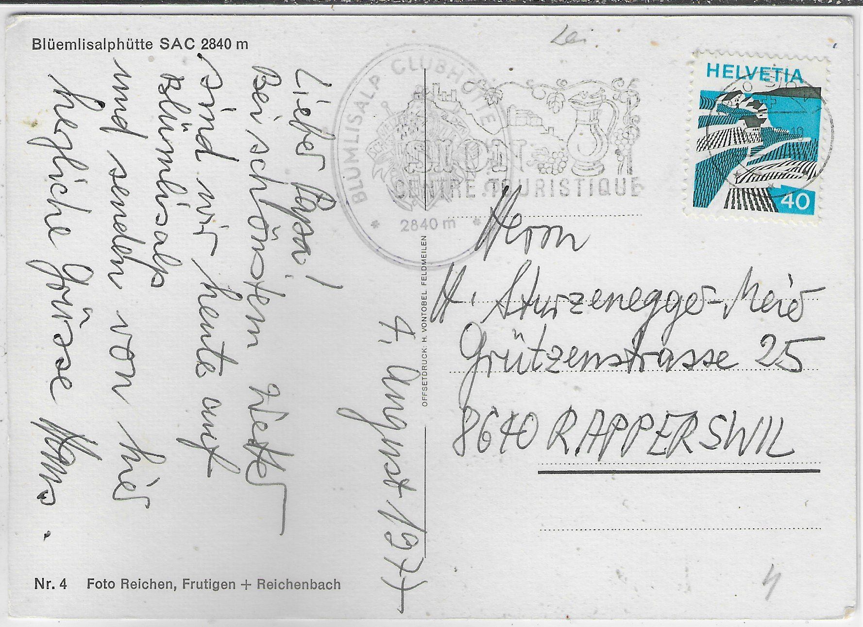 Cartoline postali: Blümlisalphütte S.A.C. – Usato da Ettingen venduto da Kartenplanet 1