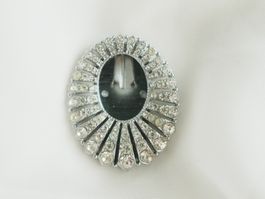 Vintage Strass Kleidclip schwarz silberfarben Art Déco