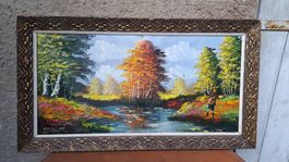grand tableau scéne de chasse