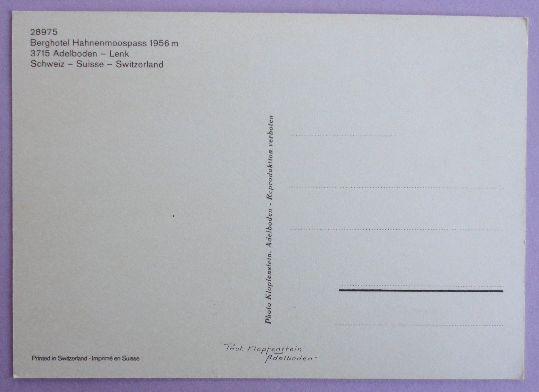 Cartoline postali: Berghotel Hahnenmoospass, Adelboden – Usato da Fétigny venduto da Billy2miny 1