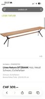 Natura Sitzbank Holz Metall Schwarz Eiche 220cm