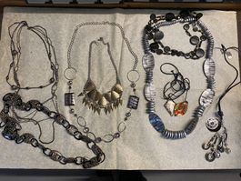 Halsketten-Set, Modeschmuck, 10 Stk. vielseitig kombinierbar