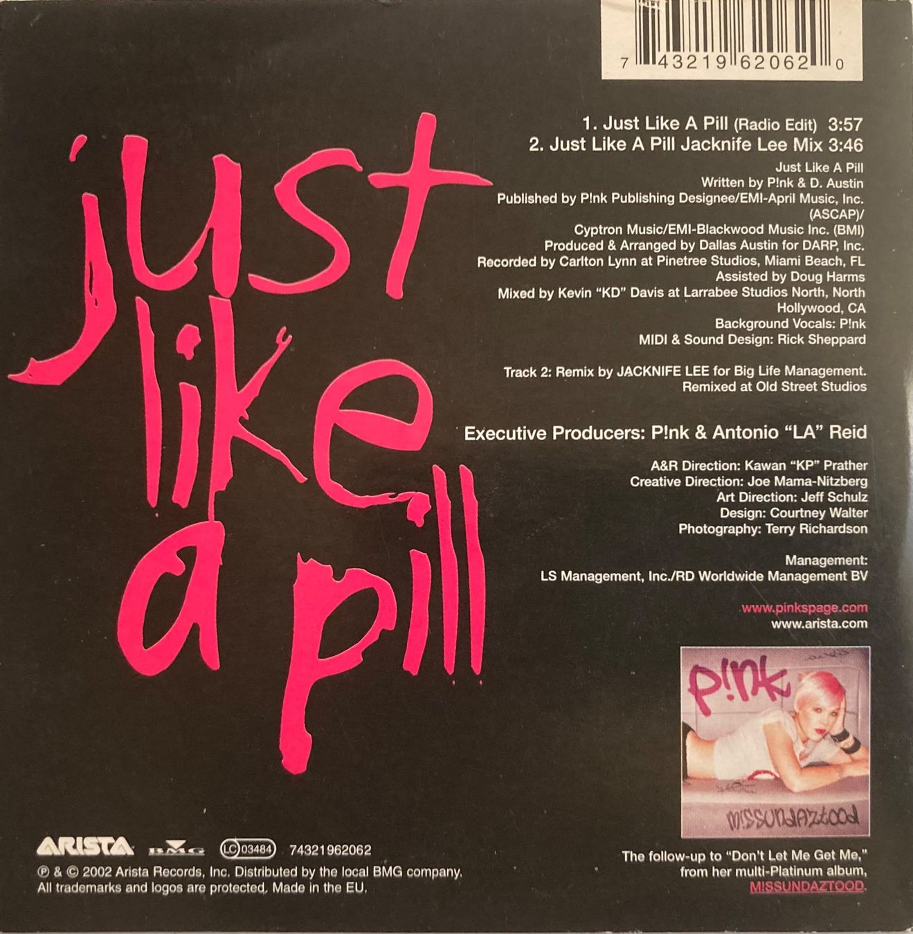 CD: P!NK - JUST LIKE A PILL – Usato da Poliez-Pittet venduto da Newtown-Records 1