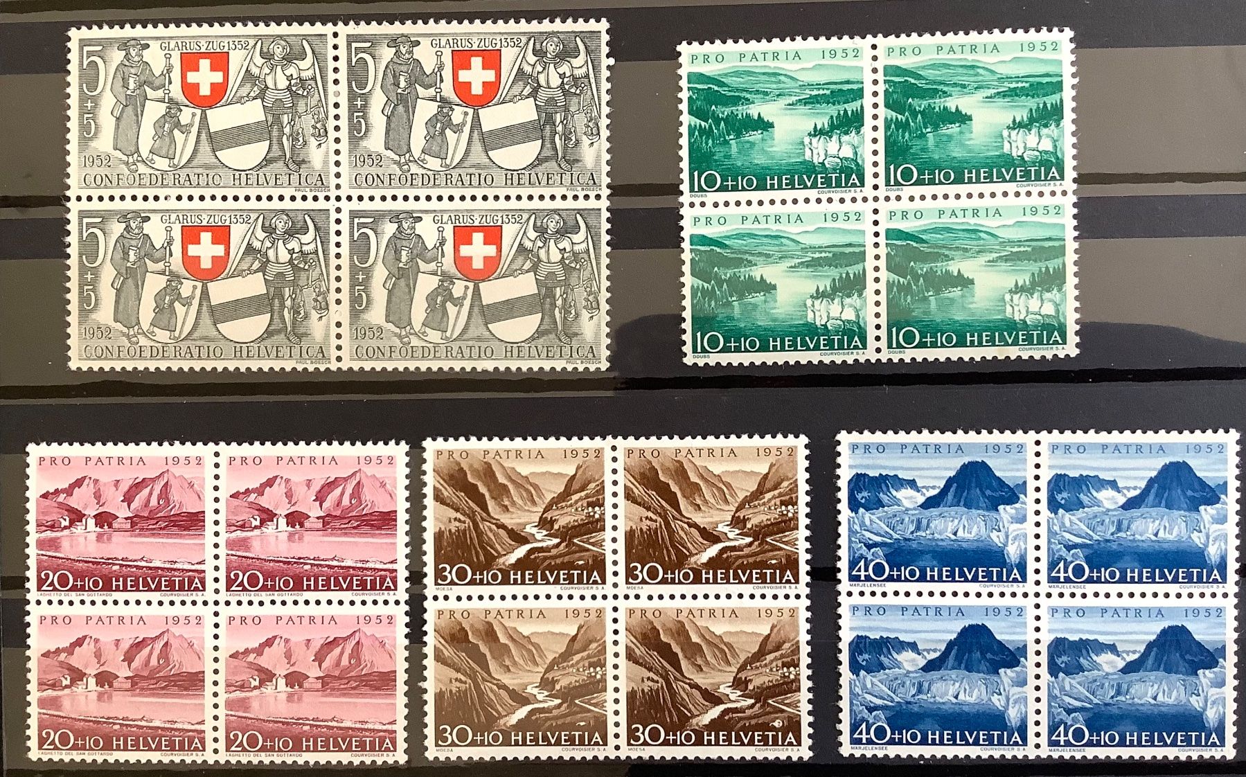 Tutti i francobolli: 1952 - Pro Patria - Viererblock - Postfrisch ** – Nuovo (secondo la descrizione) da Liestal venduto da Pep3