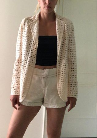 A-K-R-I-S Blazer cremweiss Strickmuster Grösse 38 guter Zust
