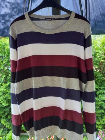 Gestreifter, leichter Identic Herren-Pullover, Gr M