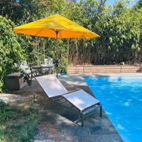 Gartenliege Metall Holz einstellbar mit Rollen Hunn