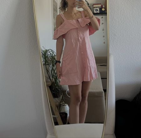 🌸 Mango pink off the shoulder dress