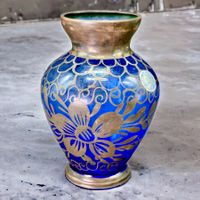 Ancien vase en verre de MURANO motifs vénitiens en argent