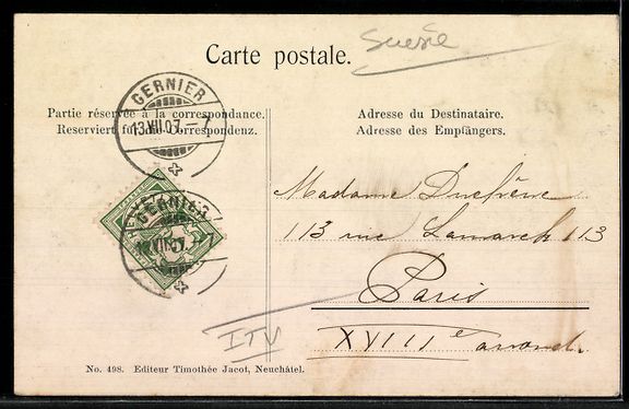 Cartoline postali: AK Cernier, Bois du Pasquier – Usato da Berlin venduto da bartko-reher 1