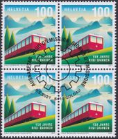 2021, Nr.1821 (Rigi Bahnen) Viererblock mit Ersttags-Stempel