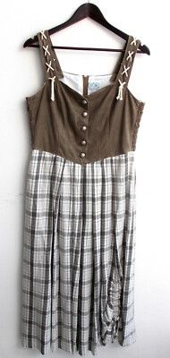 Trachtenkleid Dirndl Gr38 Bayern BlauWeiss ärmellos m. Bluse