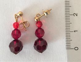 Boucles oreilles Ag doré & Swarov. rouge / Ohrstecker Silber