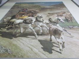 Kunstdruck mit Rahmen, Sujet Postkutsche, Gotthardpass