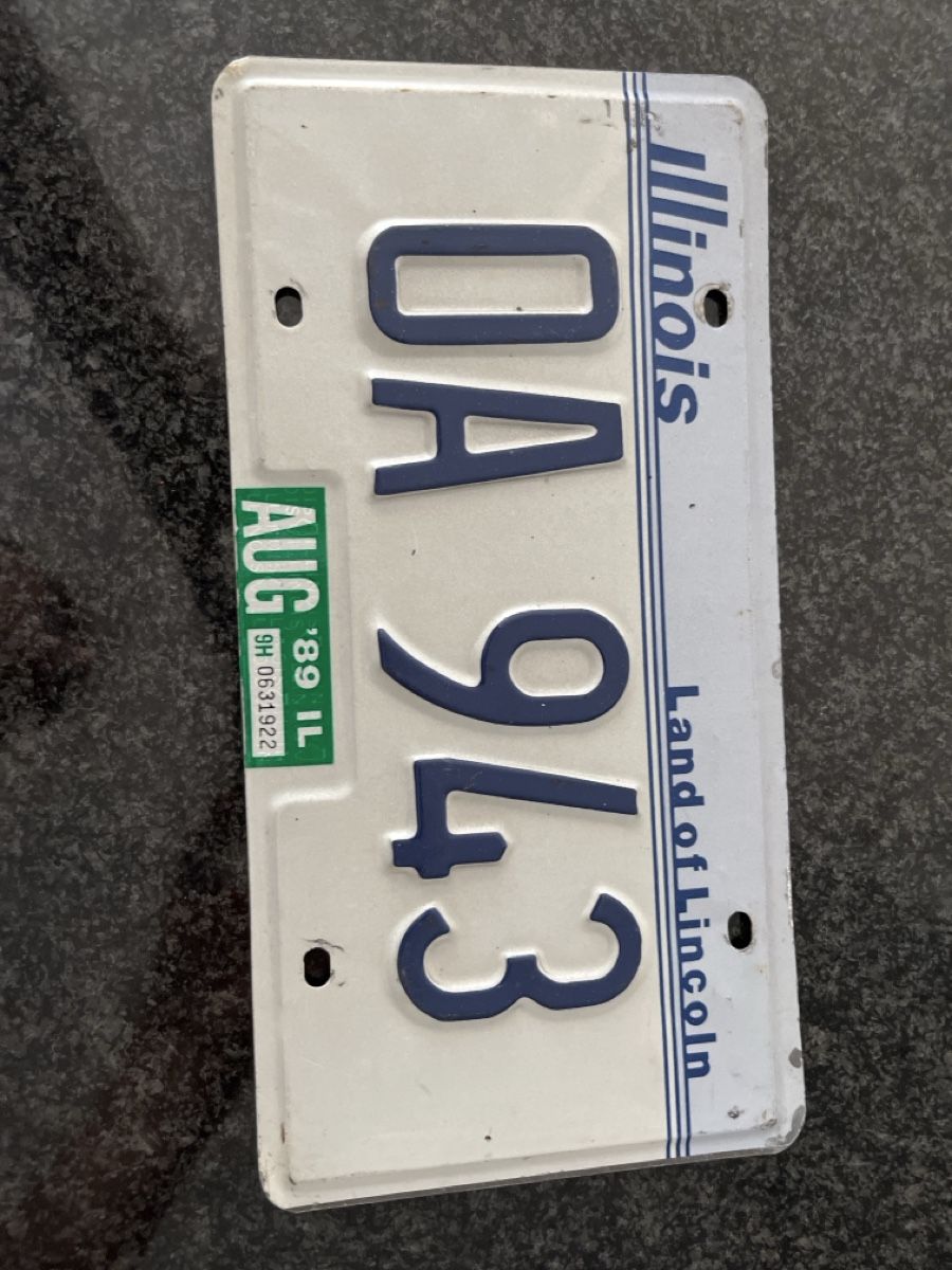 Insegne: Plaque Auto Usa Illinois Aug 1989 – Usato da Glis venduto da king-of-convenience
