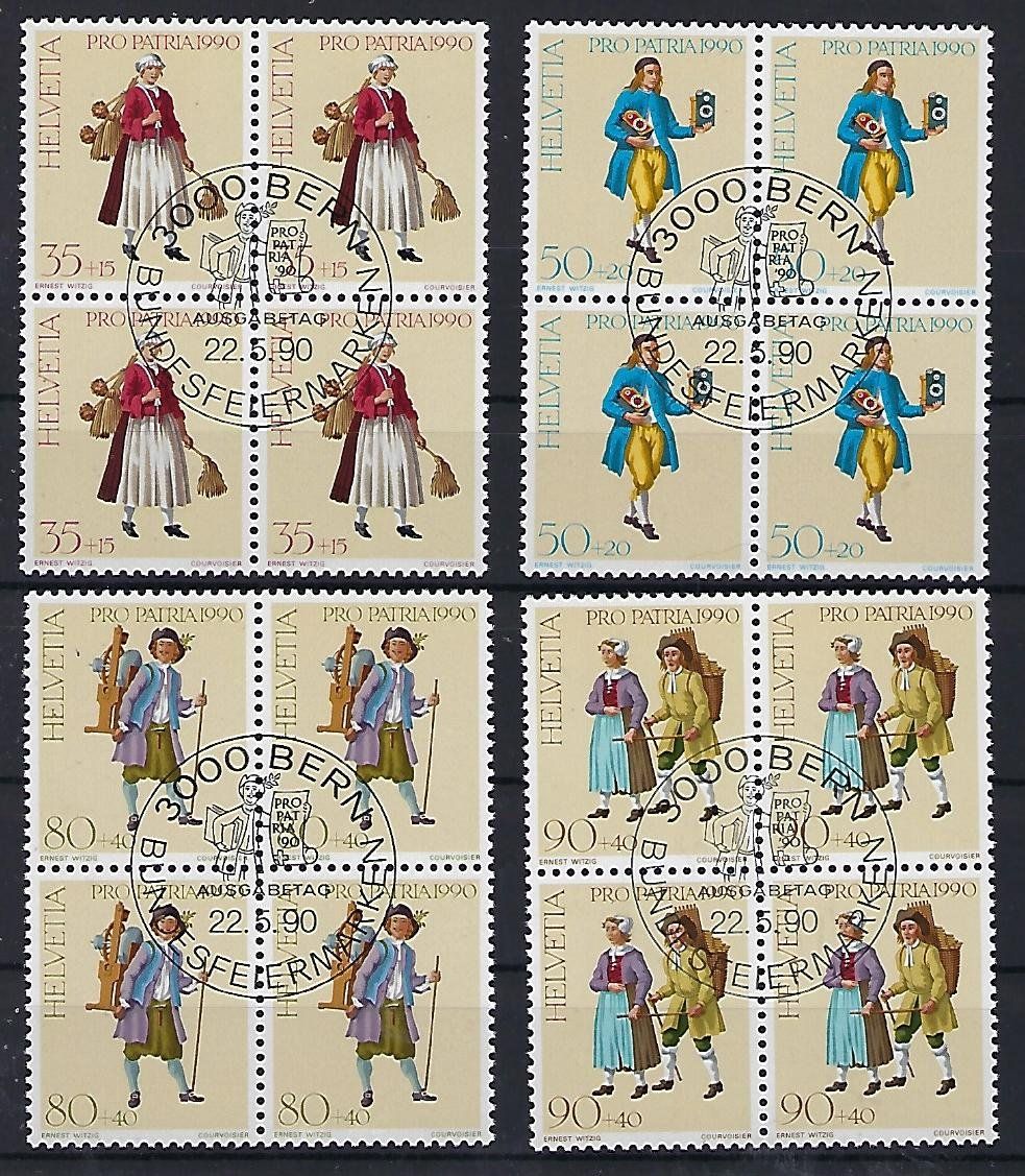Tutti i francobolli: 1990 Pro Patria Viererblocks ET.  15377 – Usato da Lunden venduto da Animus999