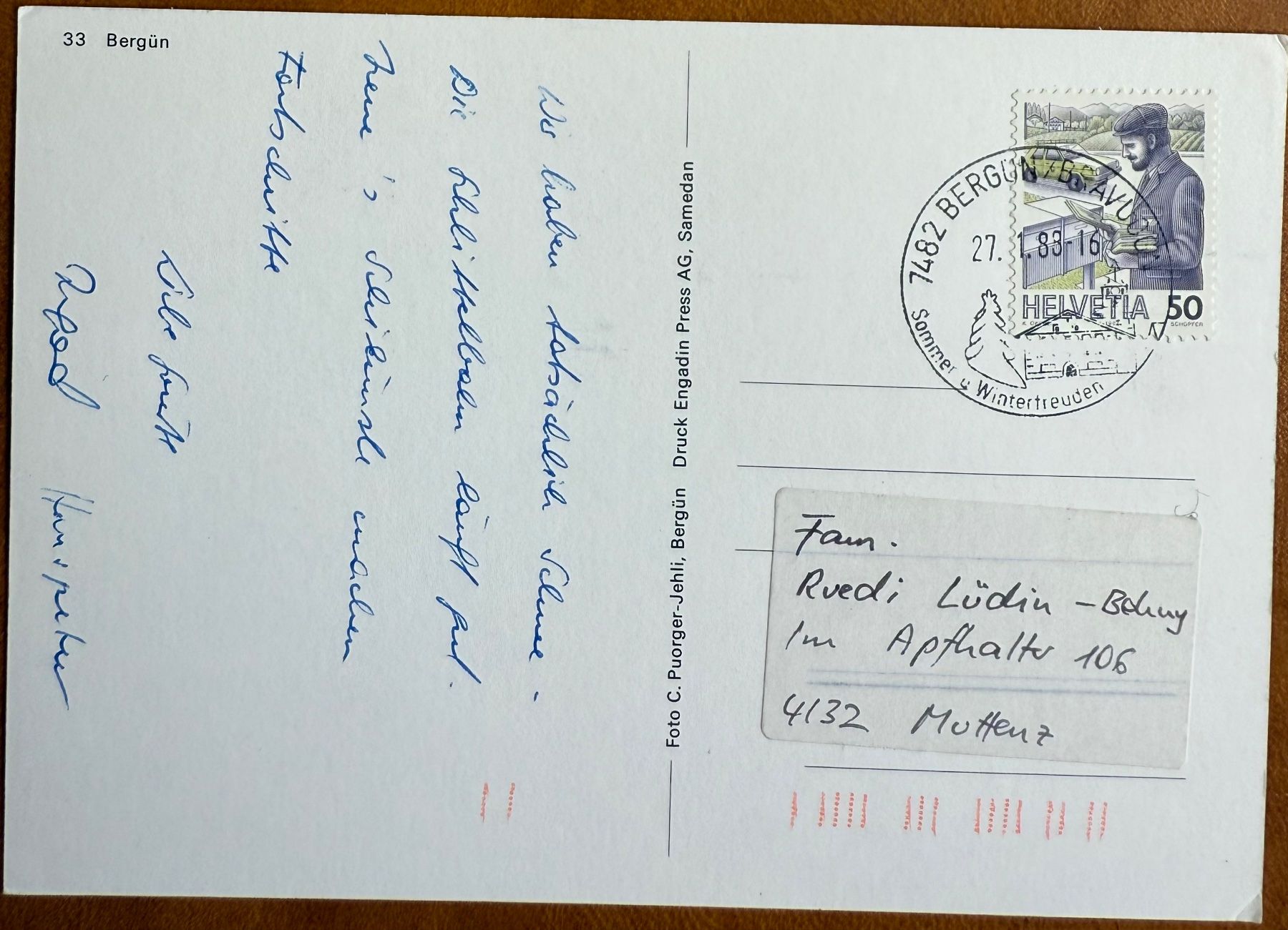 Cartoline postali: AK: Bergün -Bahn – Usato da Lutry venduto da Ediego 1