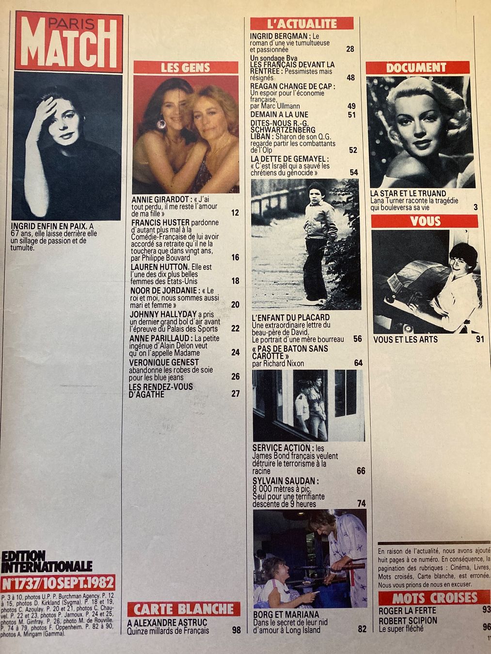 Zeitschriften & Magazine: Paris Match - Ingrid Bergman & Lana Turner – Gebraucht aus Le Brassus von cinema13 2