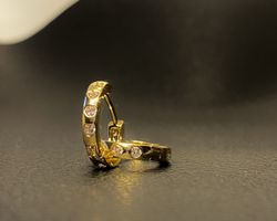 Gold Creolen Ohrringe Zirkonia 21k vergoldet