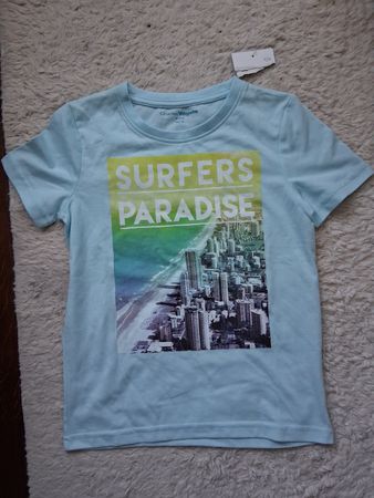 Neu Charles Vögele Kinder T-Shirt Gr. 128 Sommer Surfer