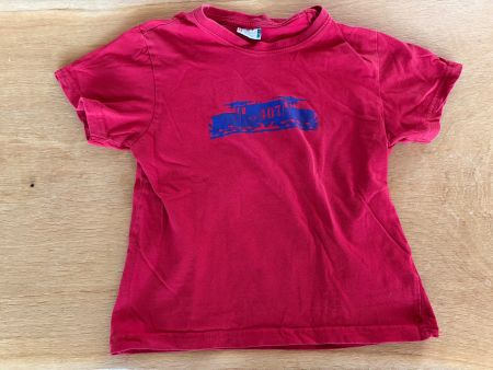 T-Shirt rot mit RhB Lokomotive 407 Grösse 110/120