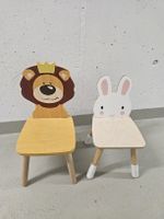 2 Kinderstühle Weizenkorn Löwe und tender leaf Hase Holz 