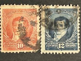 🥩 ARGENTINIEN verm.1892+1896 Belgrano Manuel🕹️ Mi.Nr.88+89