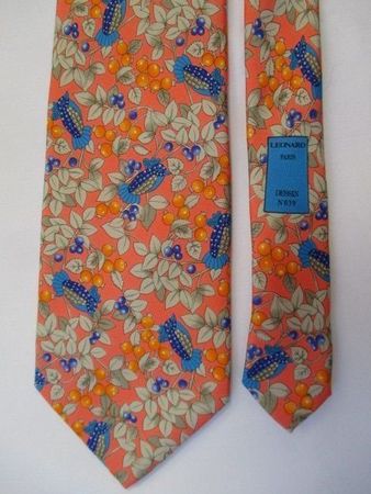 LEONARD Paris - neuw. Krawatte Seide bird floral print