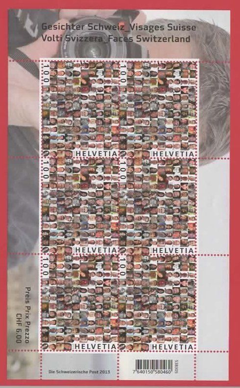 Tutti i francobolli: Kleinbogen Gesichter Schweiz 2013  **   (B – Nuovo (secondo la descrizione) da Ruggell venduto da Masescha