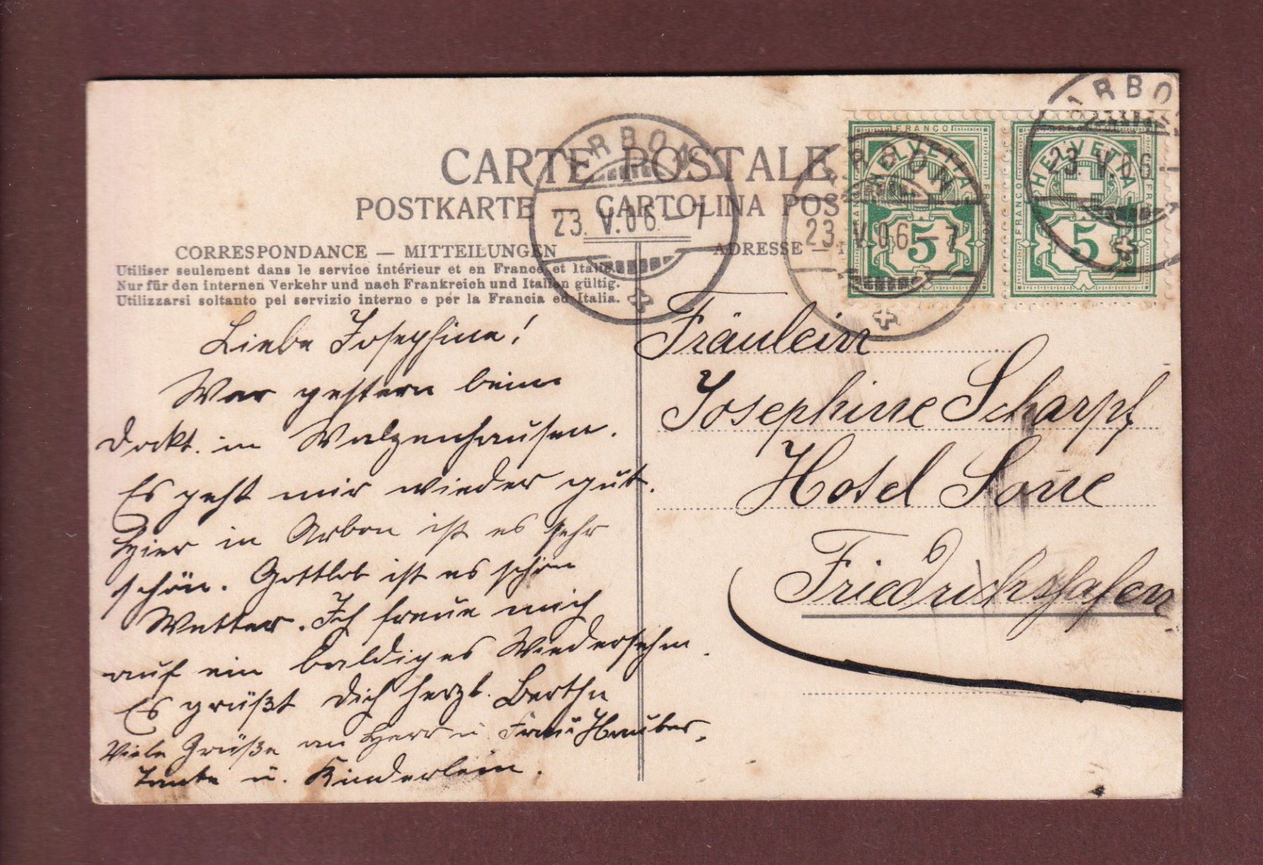 Cartoline postali: ARBON - Teilansicht - 1906 – Usato da Pully venduto da nicecards-shop 1