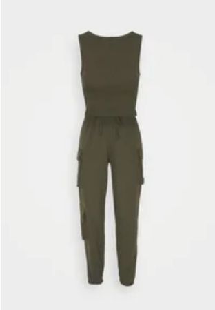 Ensemble Top et Pantalon Cargo Kaki - Taille L, Parfait!