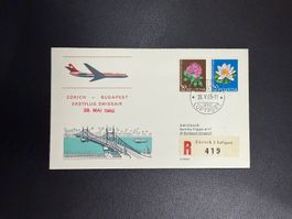 Swissair Erstflugbrief Zürich - Budapest 1965