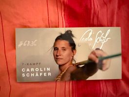 Autogrammkarte Carolin Schäfer 7-Kampf mit Unterschrift