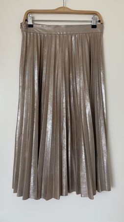 Zara Woman Midi Plissee Rock 38 M Gold Metallic