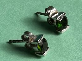 Silber Ohrstecker Grün ELEGANT