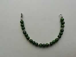 Armband mit grünem Chromdiopsid und Silber, 17 cm