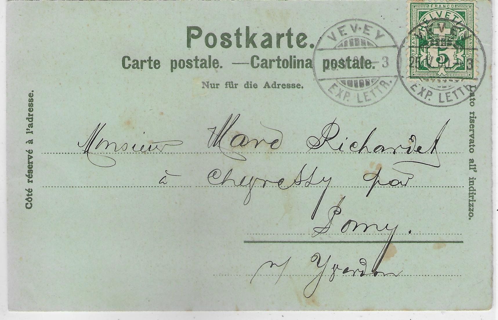 Cartoline postali: Aubonne - Promenade du Chene - Mondschein-Litho – Usato da Ettingen venduto da Kartenplanet 1