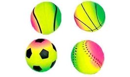 4 x Moosgummiball Regenbogenfarbig