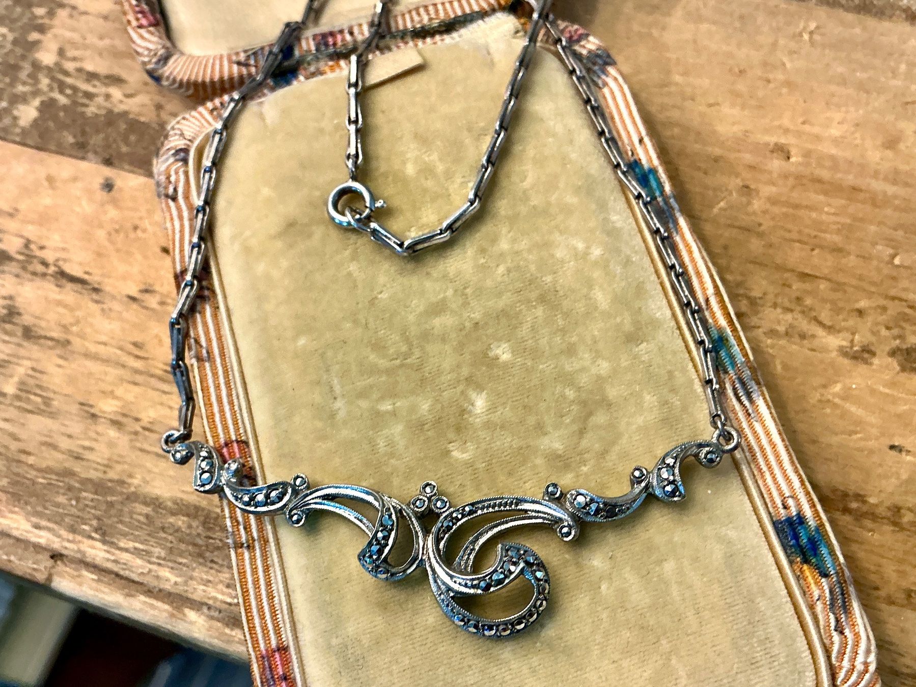 Catenine: JUGENDSTIL COLLIER SILBER 835 MARKASITE UM 1900, TOP – Usato da Biglen venduto da Limarkt 3