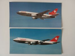 Aviatik 2 grossformatige Ansichtskarten der Swissair