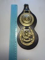 Antiker Kummetschmuck / Horse Brass Lederriemen - Schottland